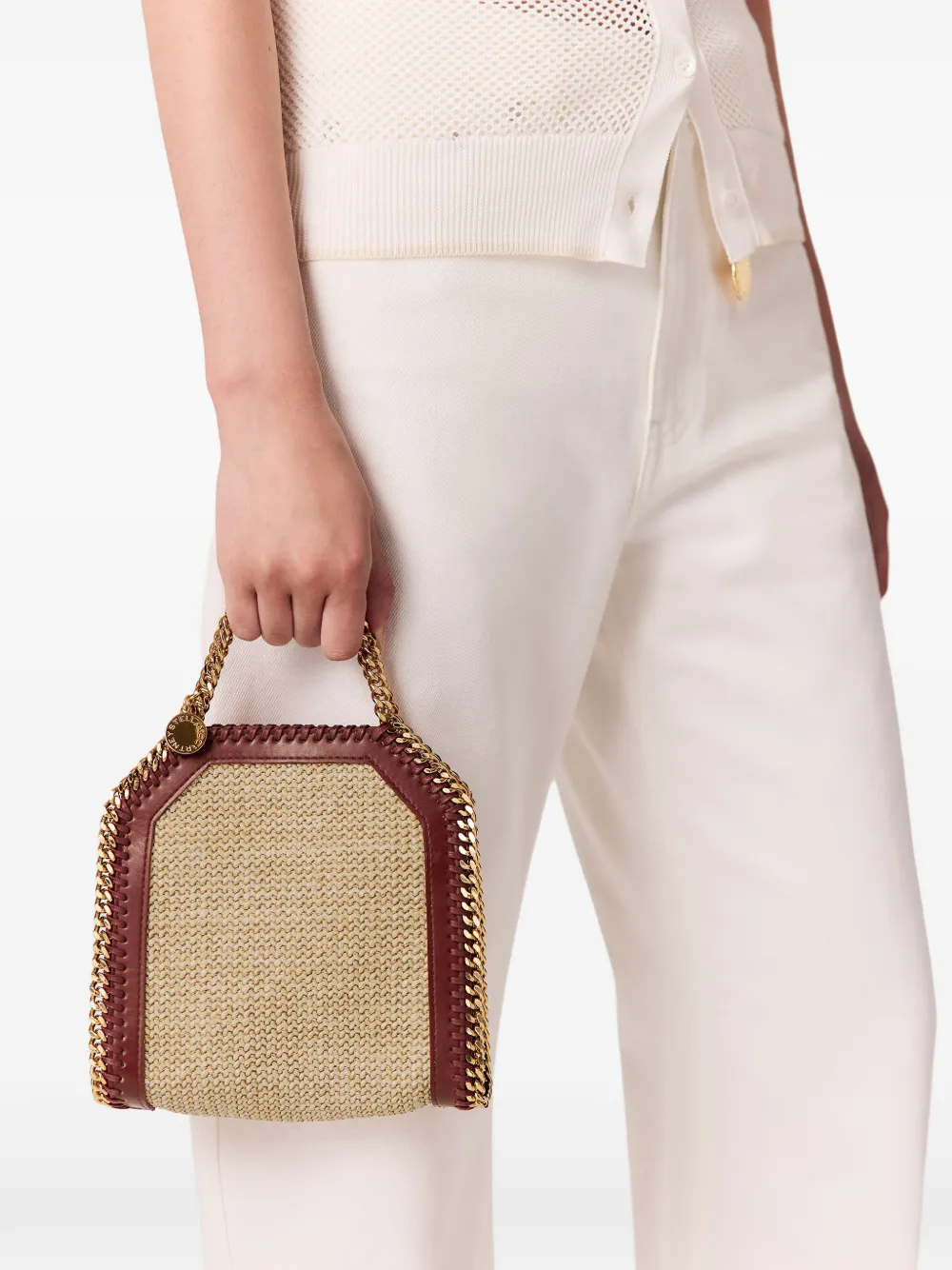Stella McCartney Falabella raffia mini-shopper Beige
