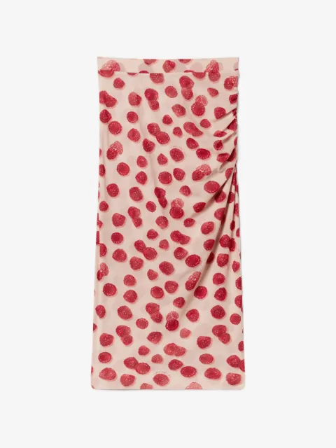Stella McCartney raspberry print mesh midi skirt
