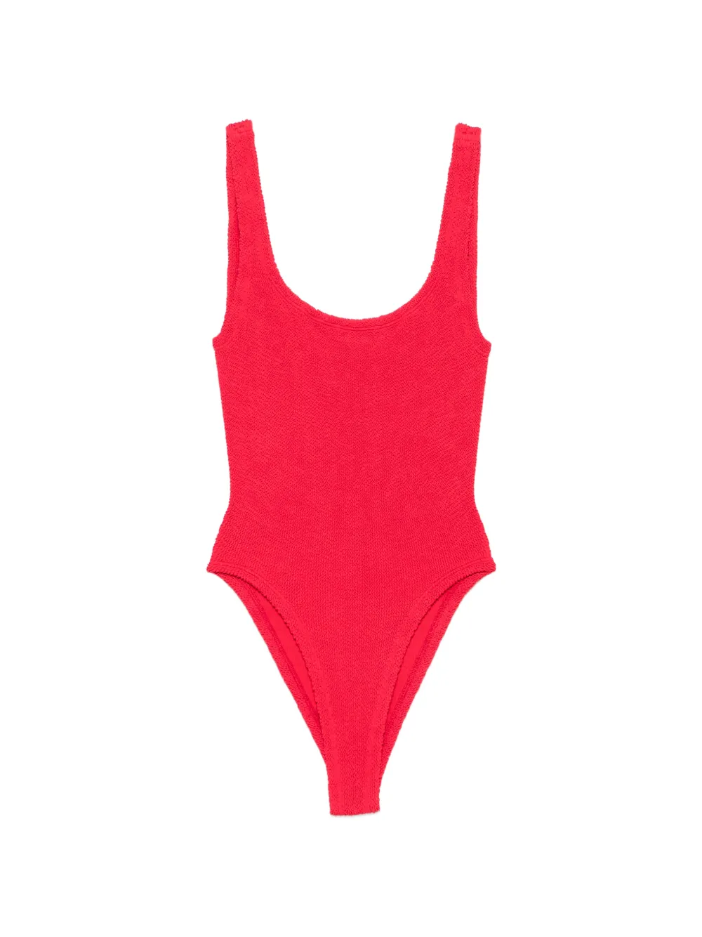 Hunza G crinkle-effect square-neck swimsuit - Red