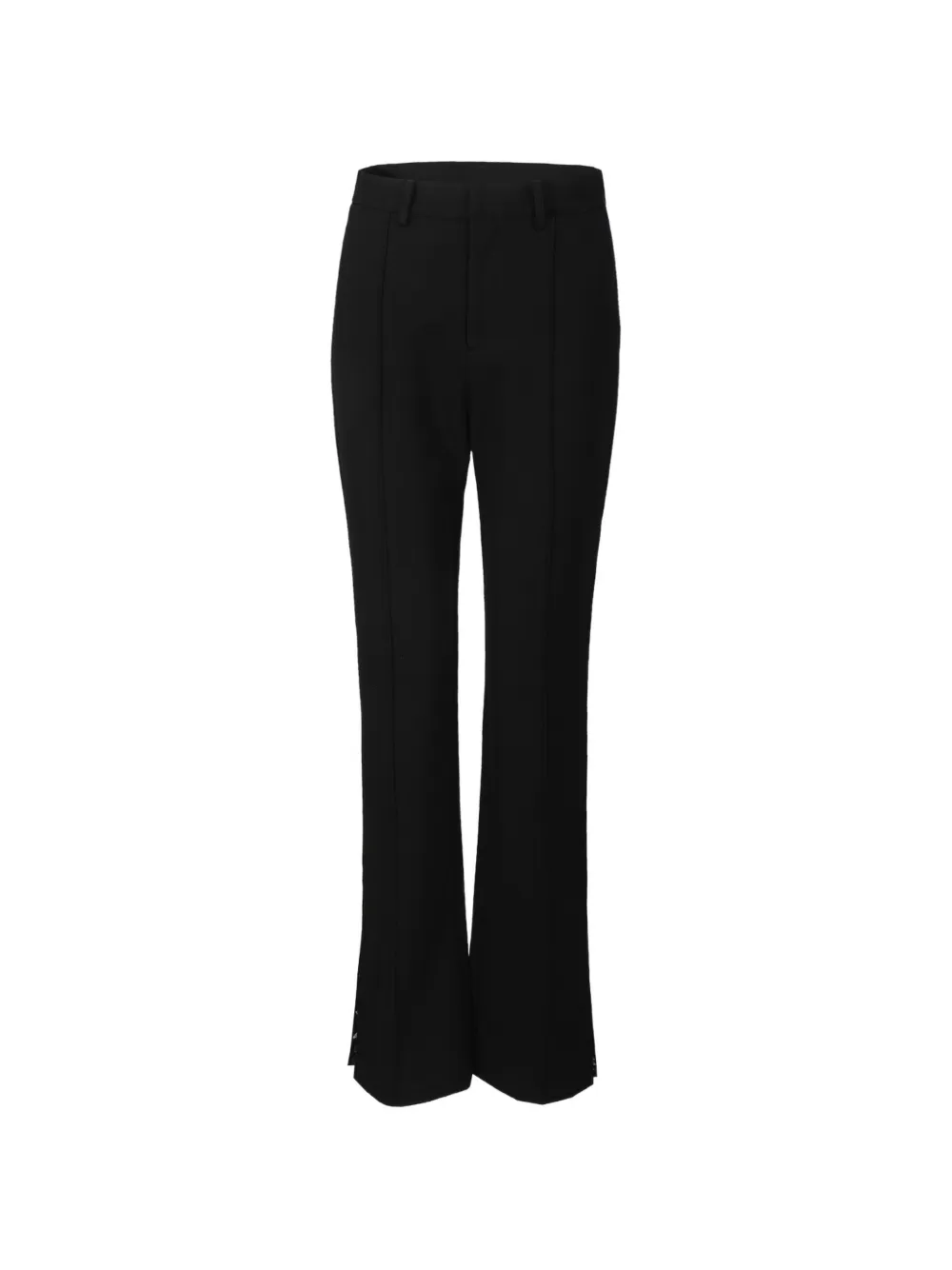 Shanghai Tang embroidered lace-trim flared trousers - Schwarz
