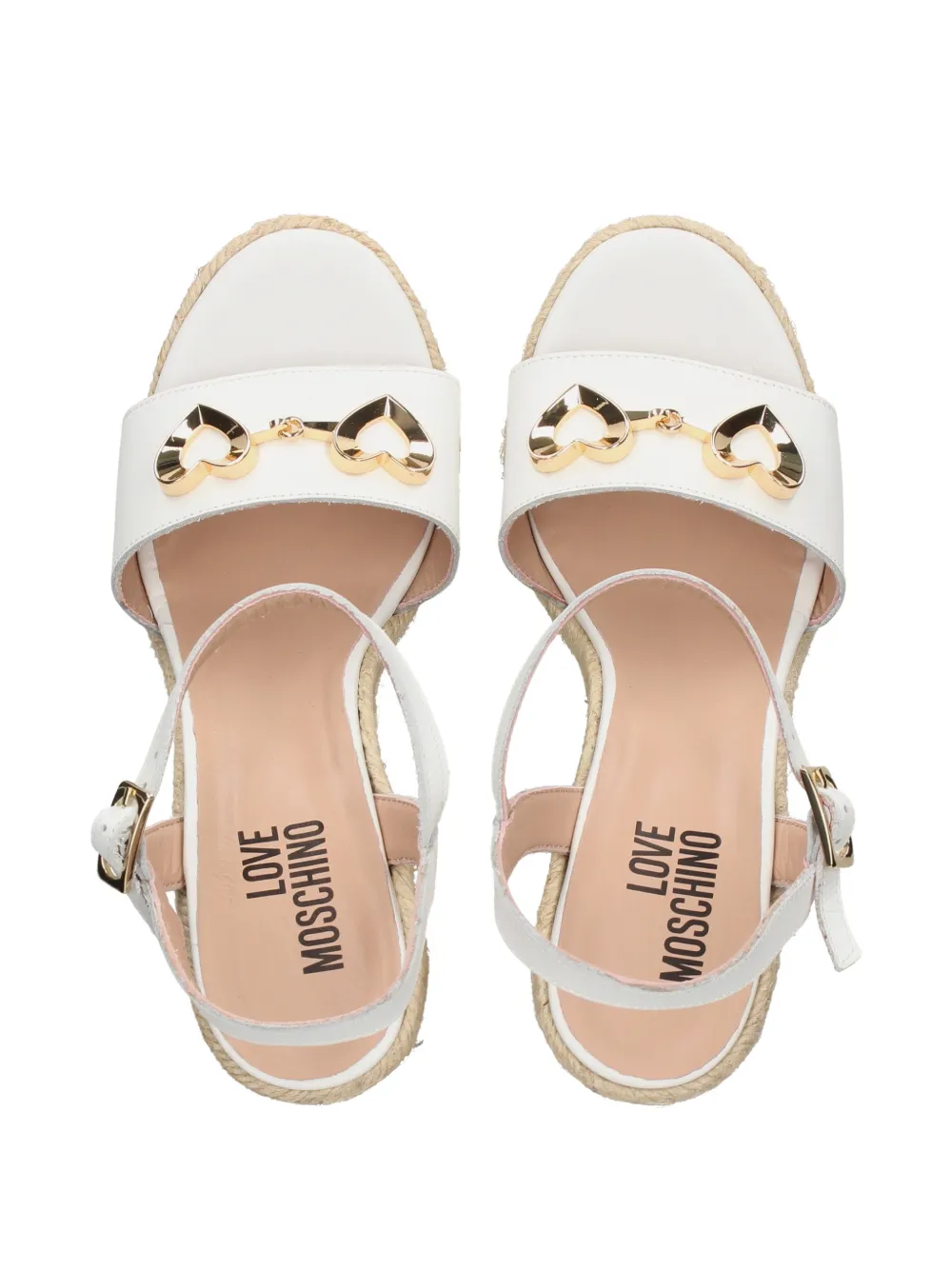 Love Moschino heart-plaque wedge sandals Wit