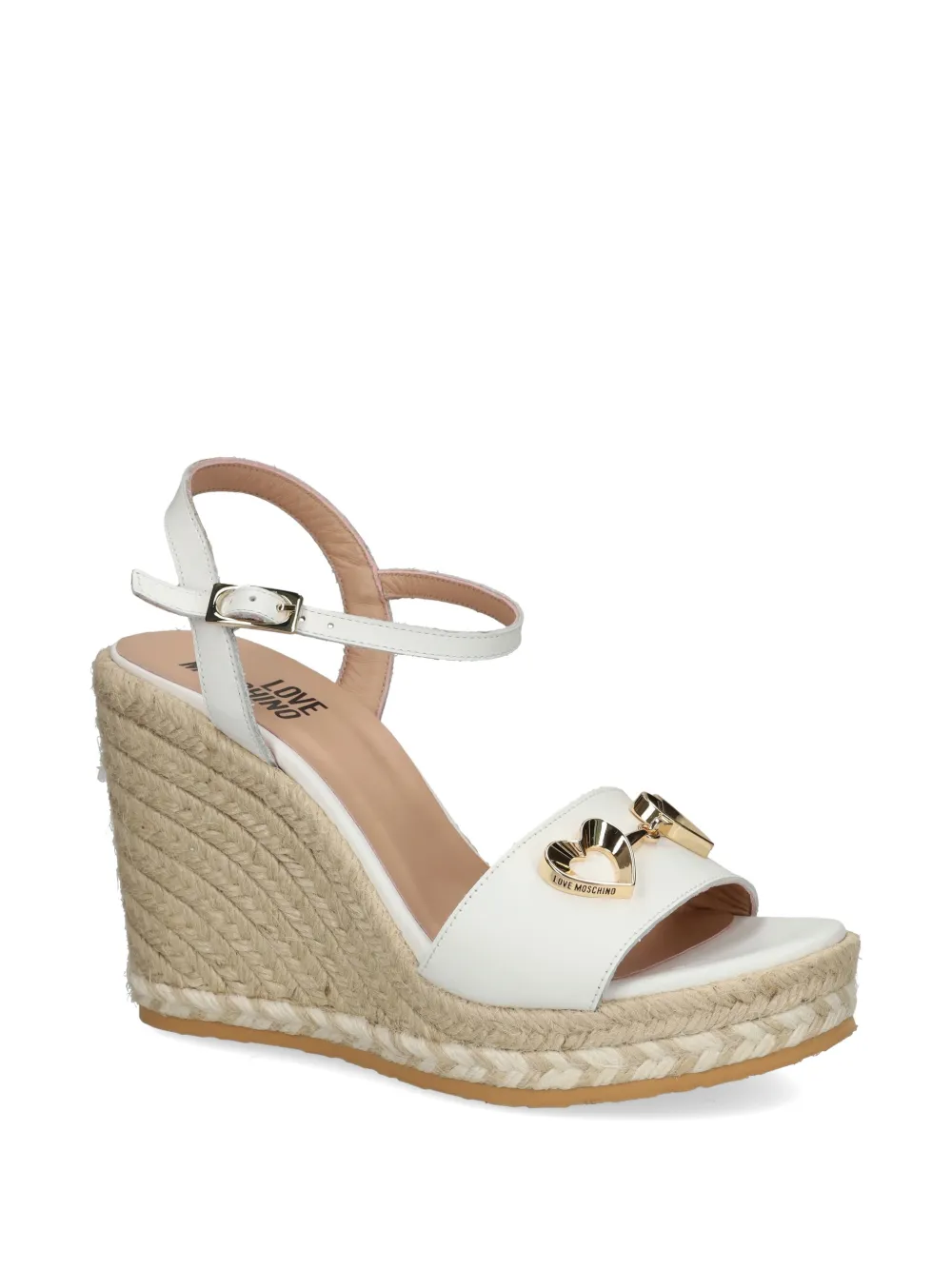 Love Moschino heart-plaque wedge sandals Wit
