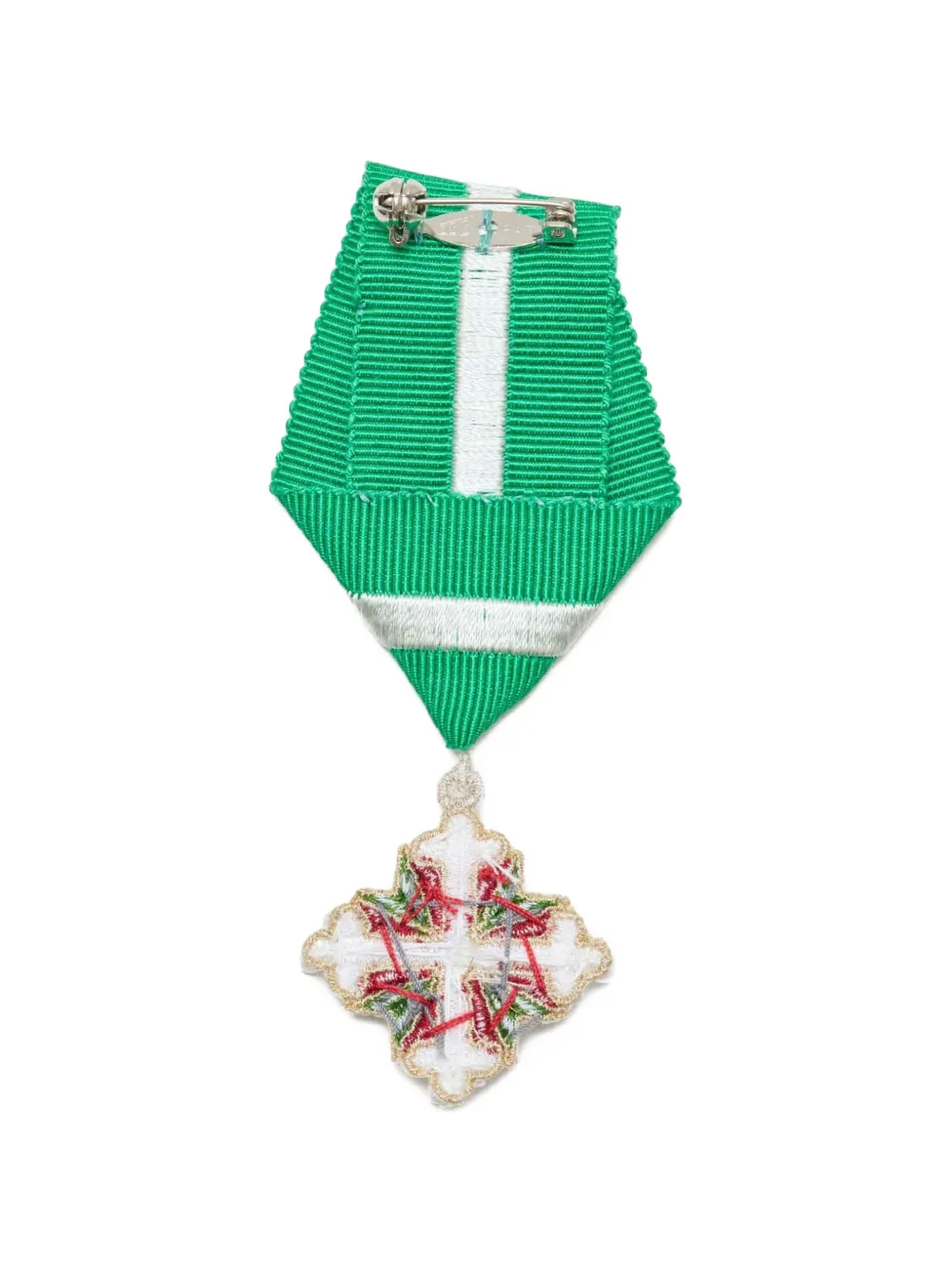 Undercover bead-embellished ribbon brooch - Green