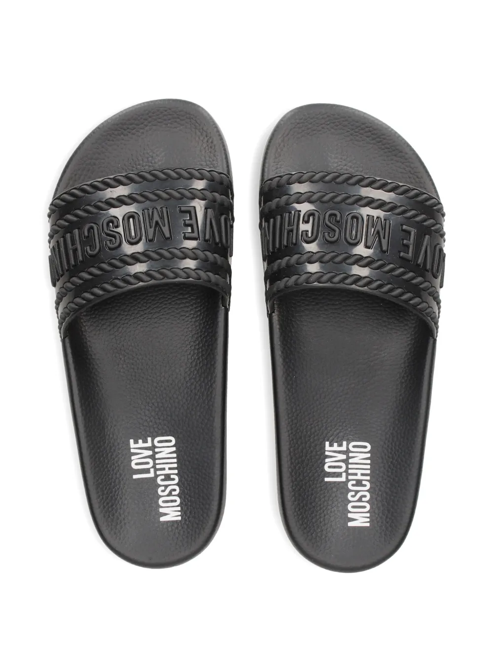Love Moschino logo-embossed slides Zwart