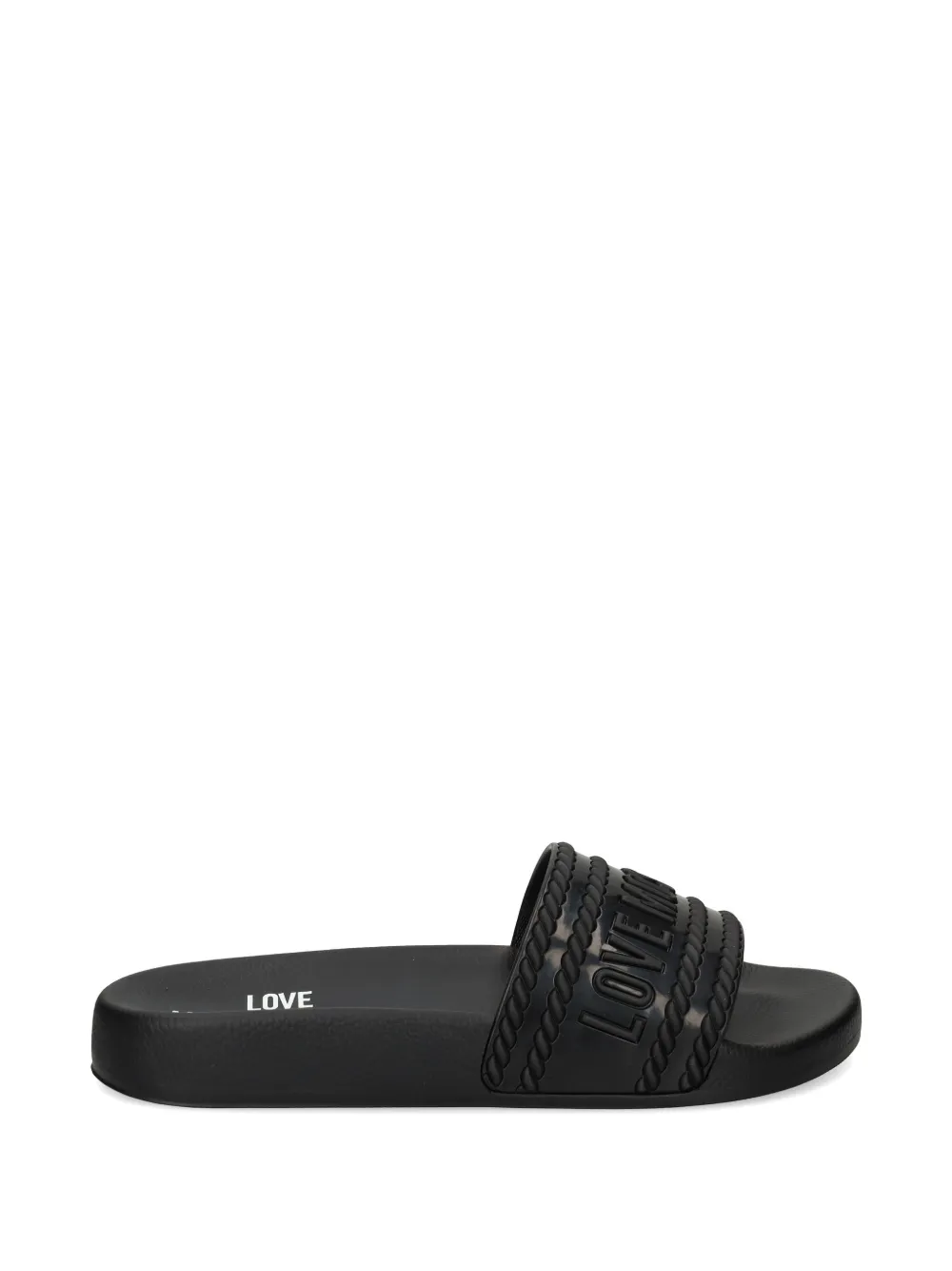 Love Moschino logo-embossed slides Zwart