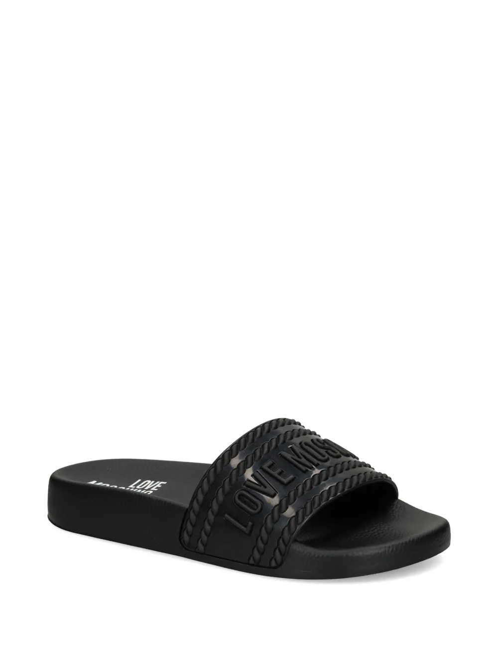 Love Moschino logo-embossed slides Zwart