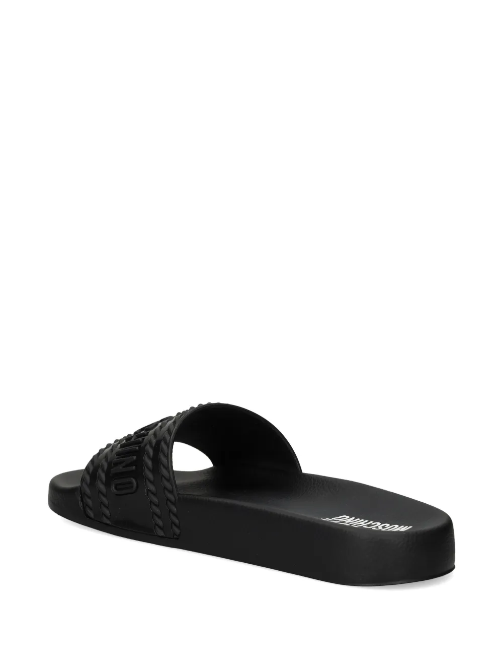 Love Moschino logo-embossed slides Zwart