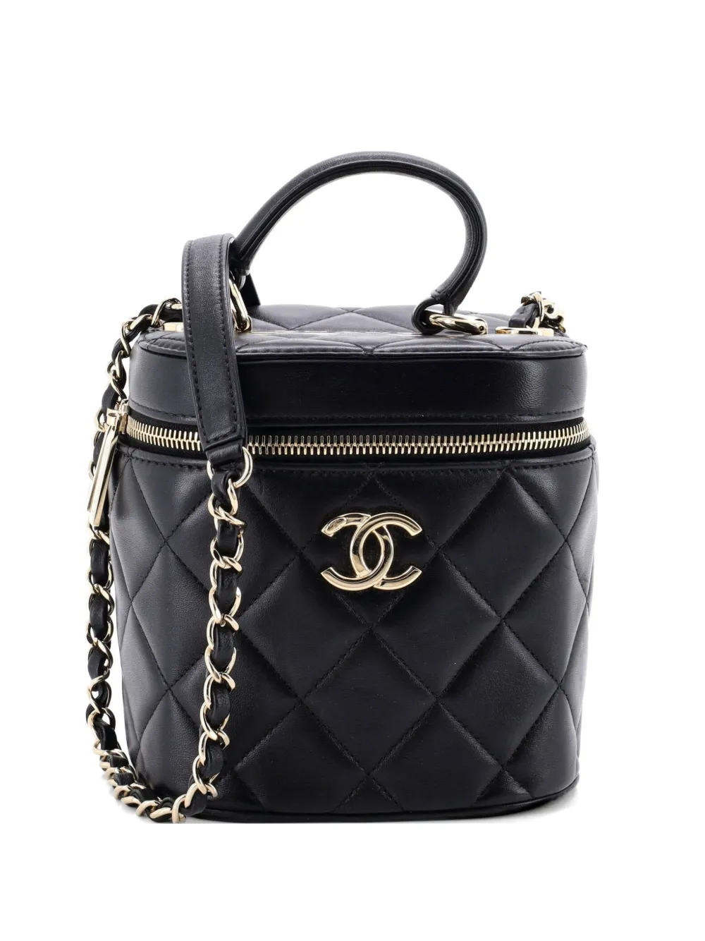 CHANEL Pre-Owned Trendy CC Top Handle Vanity Case Quilted Lambskin Small shoulder bag - Black