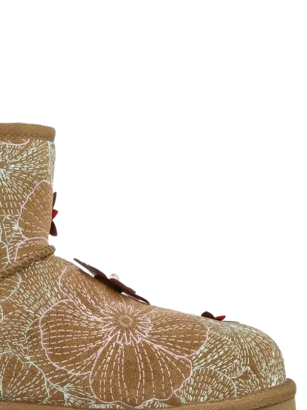 UGG Classic Mini Meadow floral-embroidered boots Beige