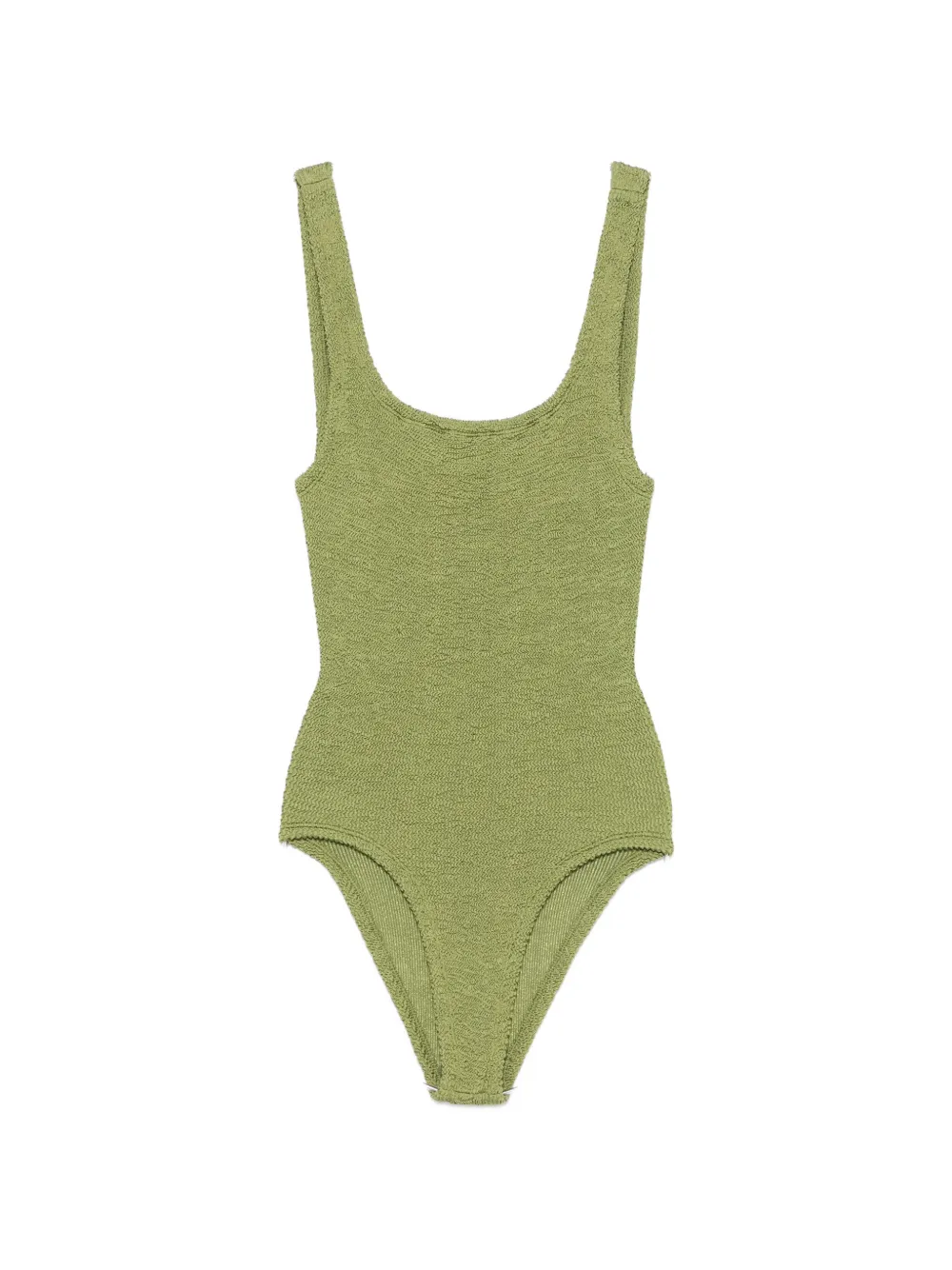 Hunza G crinkle-effect square-neck swimsuit - Verde