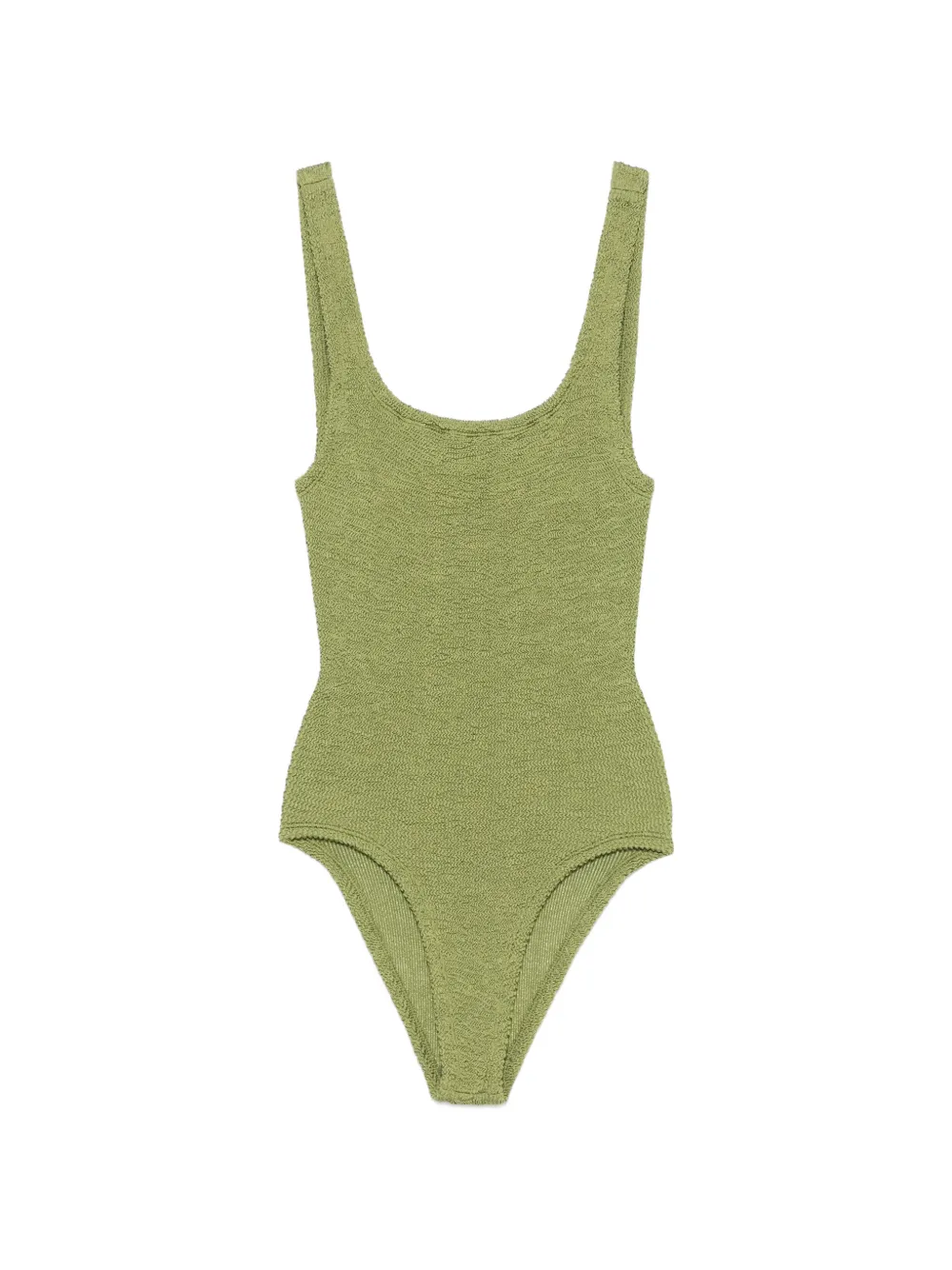 Hunza G crinkle-effect square-neck swimsuit - Green