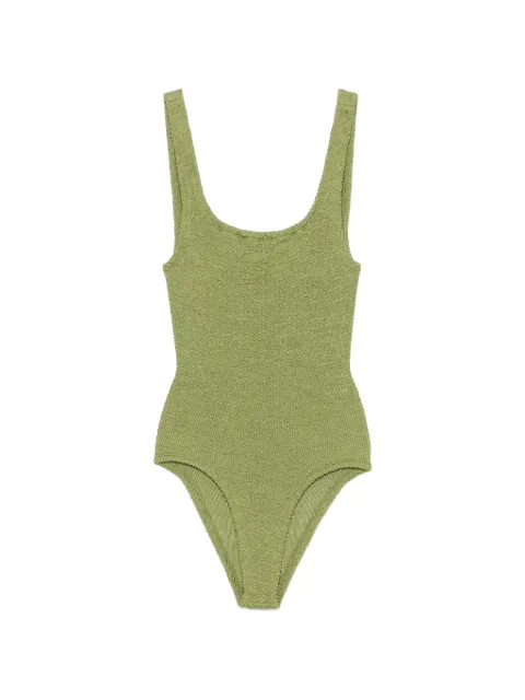Hunza G crinkle-effect square-neck swimsuit