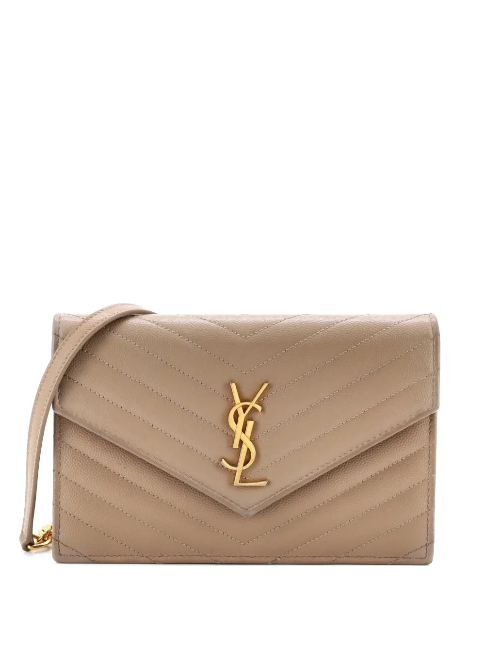 Saint Laurent Pre-Owned Classic Monogram Wallet on Chain Matelasse Chevron Leather Small crossbody bag - Toni neutri