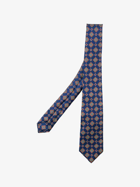 Kiton corbata de seda con estampado geométrico