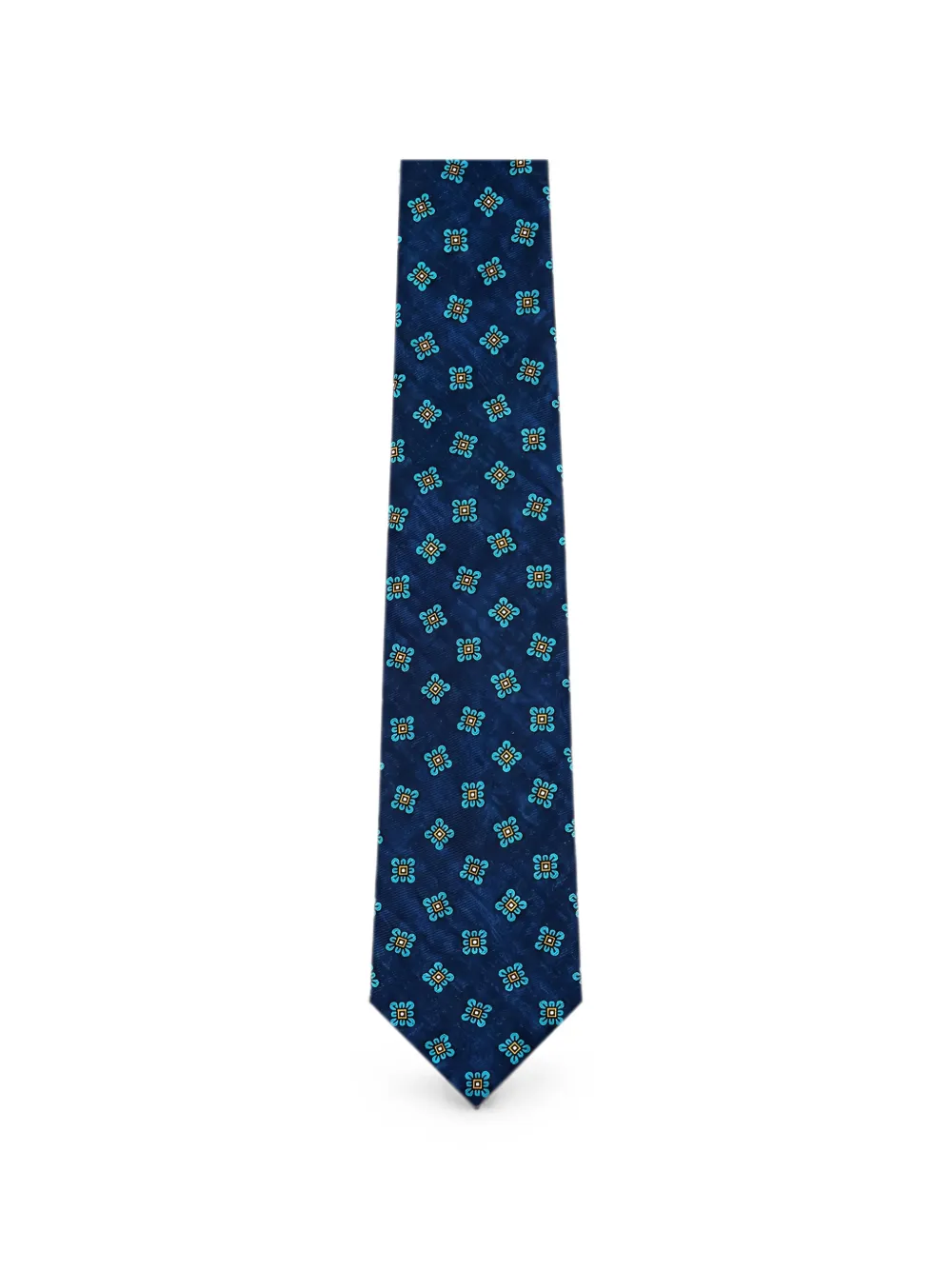 Kiton Floral-print Silk Tie In Blue