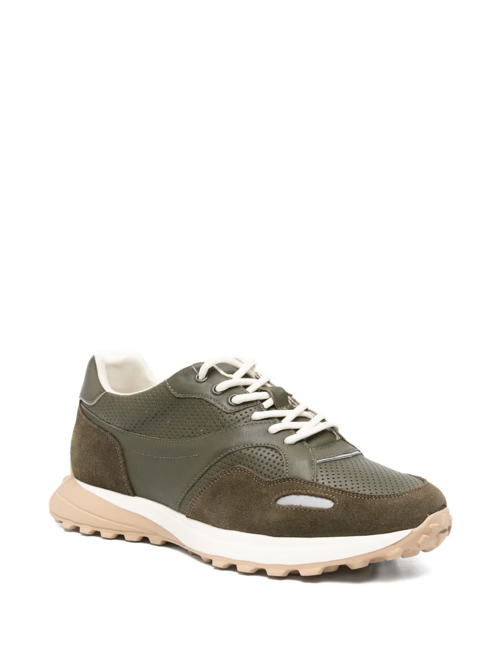 SERGIO MORETTI FIRENZE perforated panelled sneakers Groen