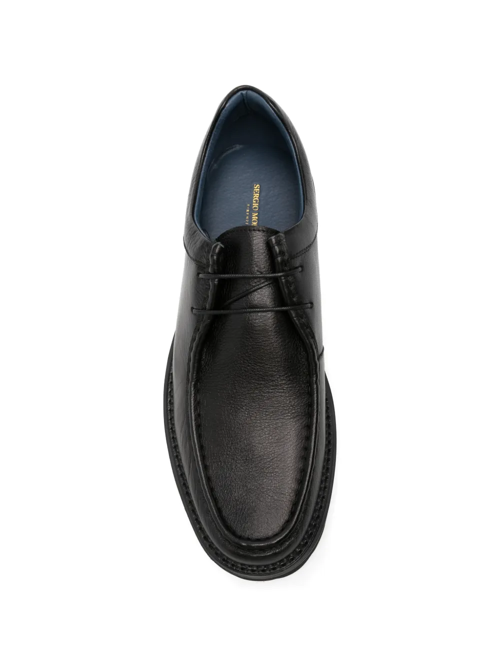 SERGIO MORETTI FIRENZE Derby veterschoenen van bewerkt leer met chunky zool Zwart