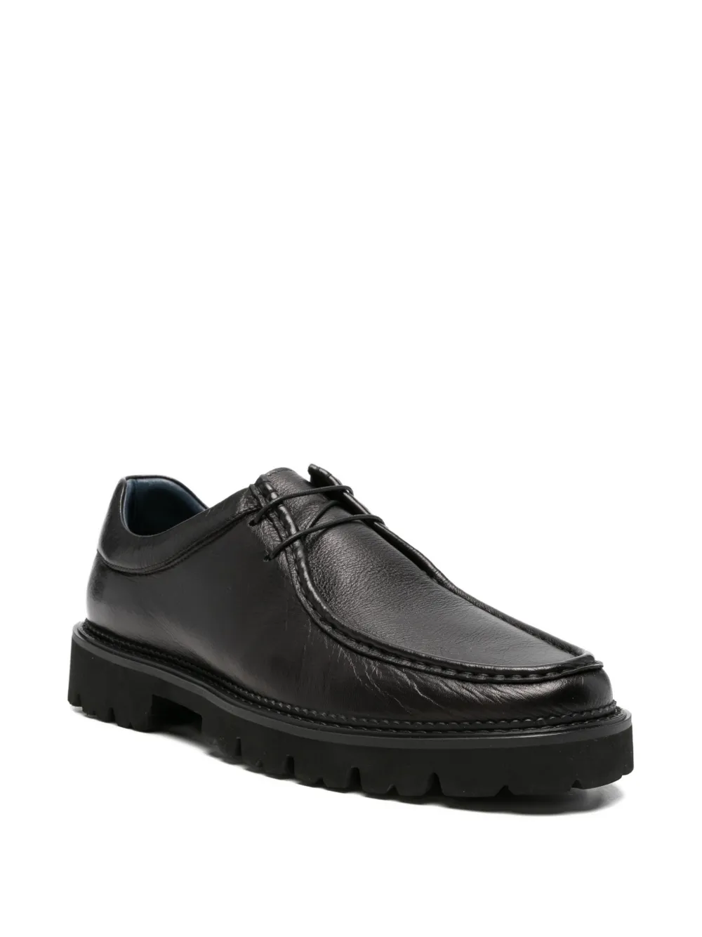 SERGIO MORETTI FIRENZE Derby veterschoenen van bewerkt leer met chunky zool Zwart
