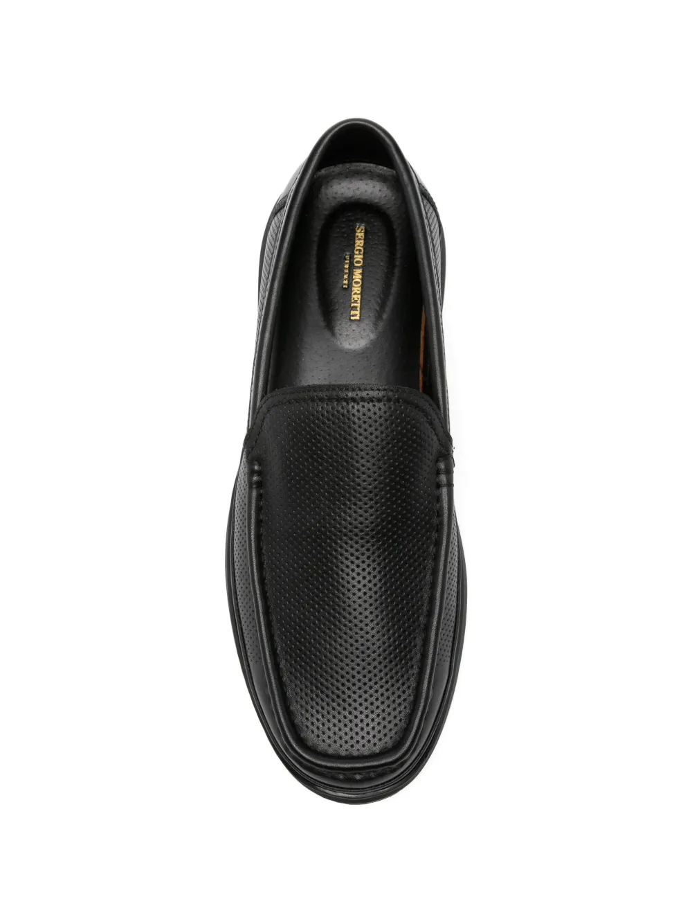 SERGIO MORETTI FIRENZE perforated leather loafers Zwart