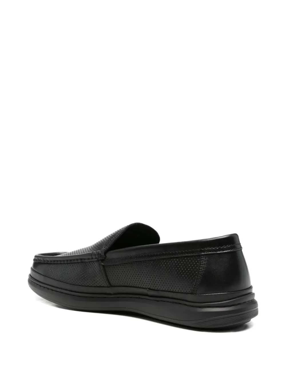 SERGIO MORETTI FIRENZE perforated leather loafers Zwart