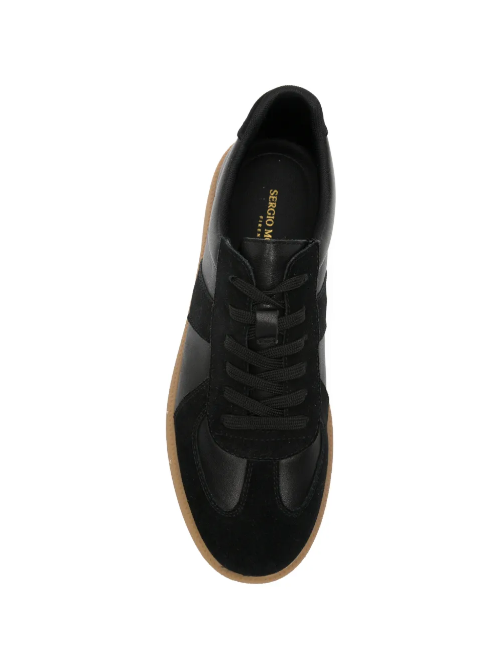 SERGIO MORETTI FIRENZE panelled leather sneakers Zwart