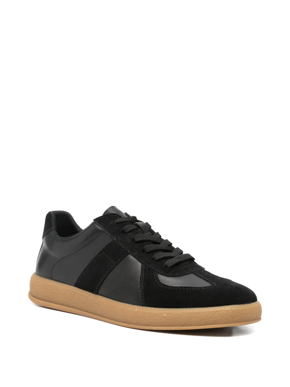 SERGIO MORETTI FIRENZE panelled leather sneakers Zwart