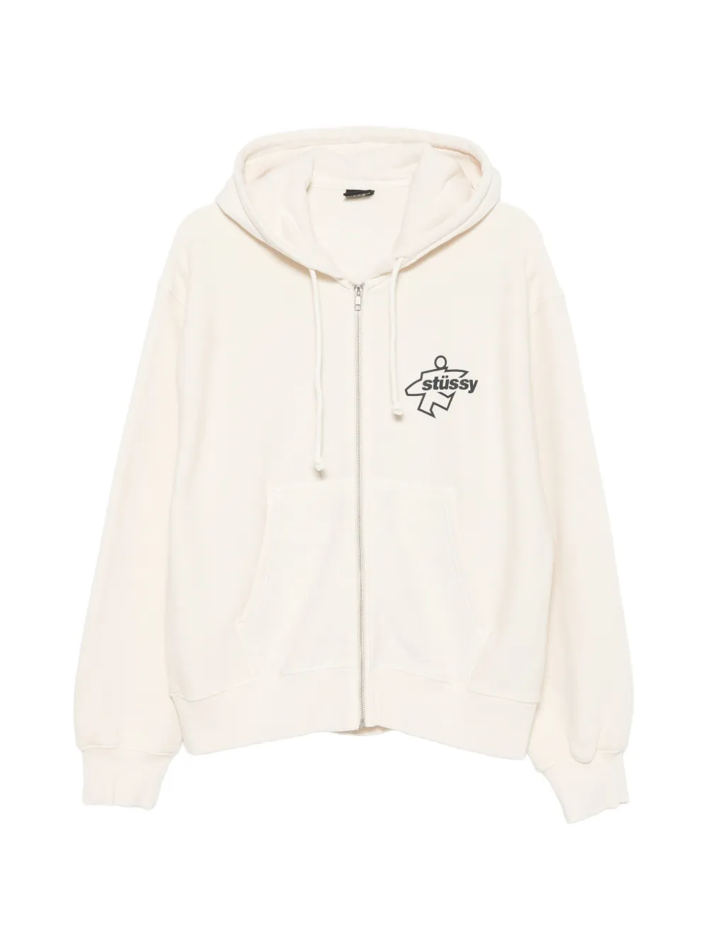Stüssy logo-print zip-up hoodie - Toni neutri