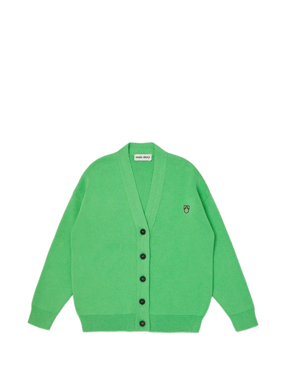 main story logo-embroidered V-neck cardigan - Green
