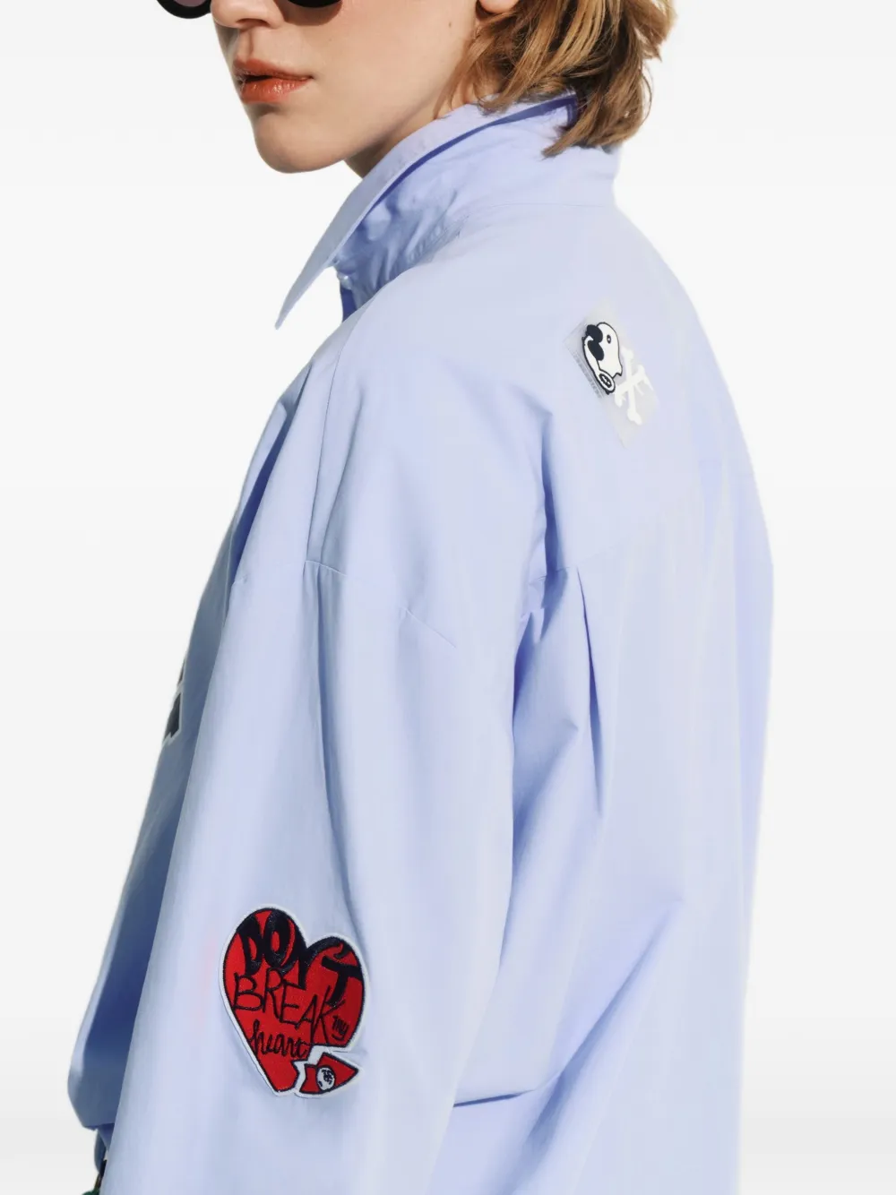 Essentiel Antwerp Snoopy overhemd met patch Blauw