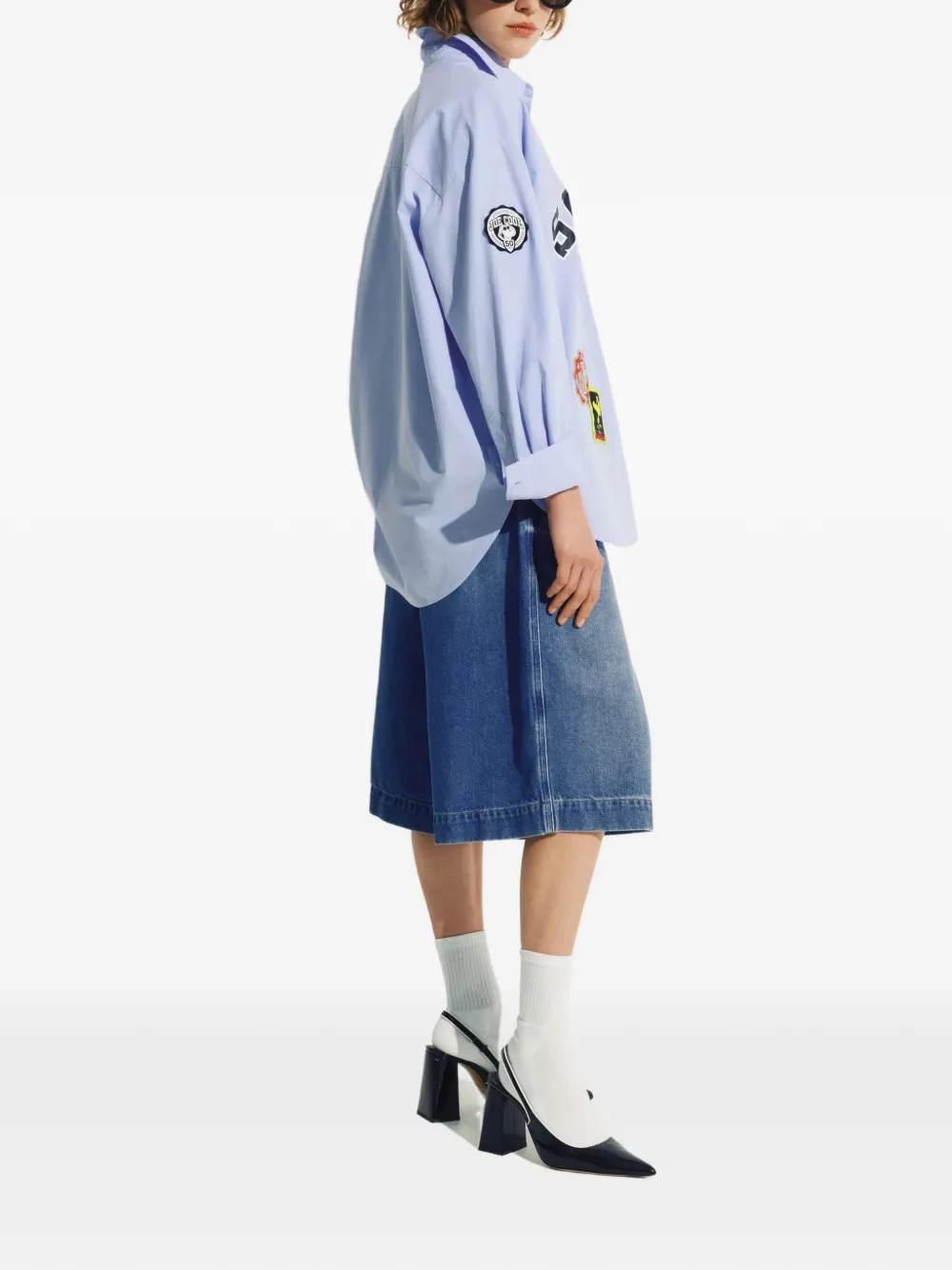 Essentiel Antwerp Snoopy overhemd met patch Blauw
