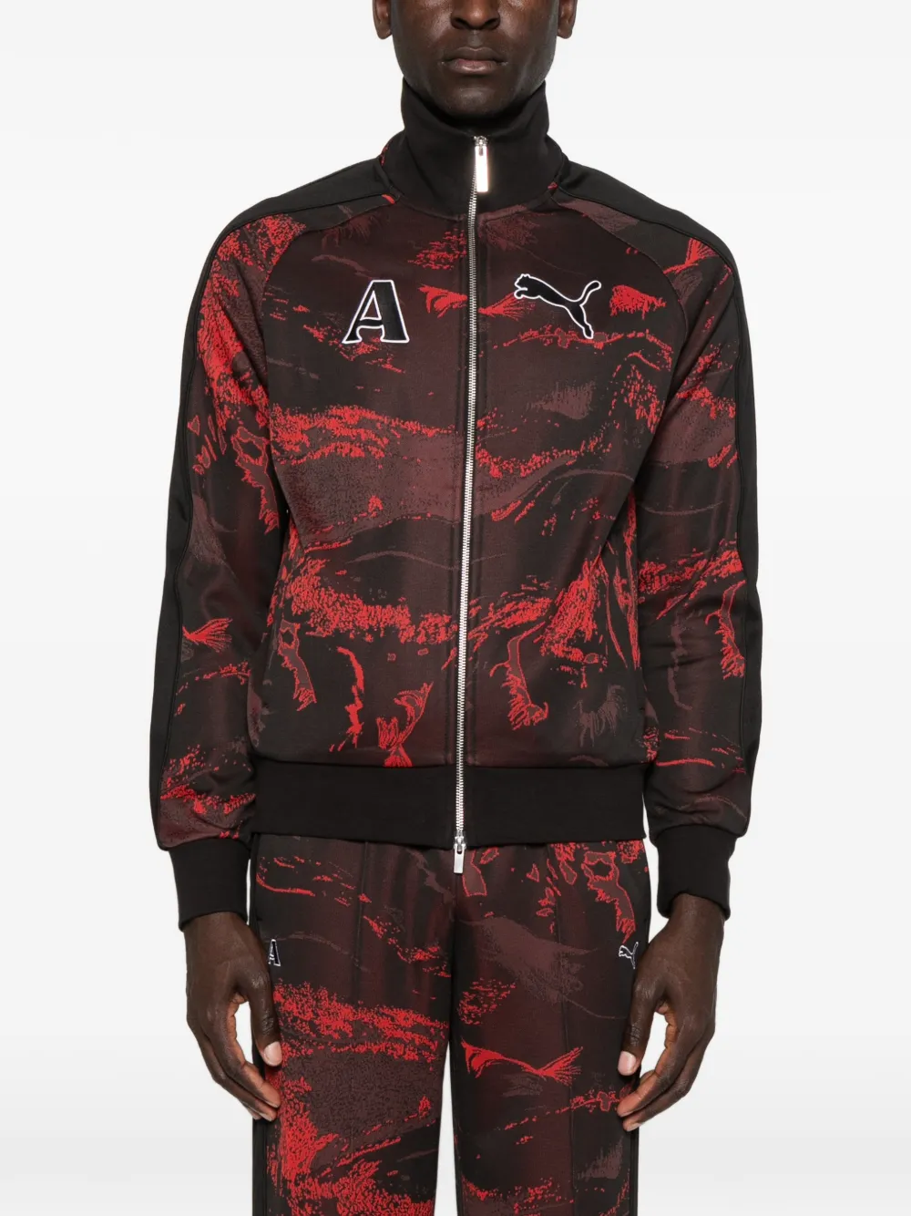 PUMA x Ahluawalia T7 abstracte print sweater met logopatch Zwart