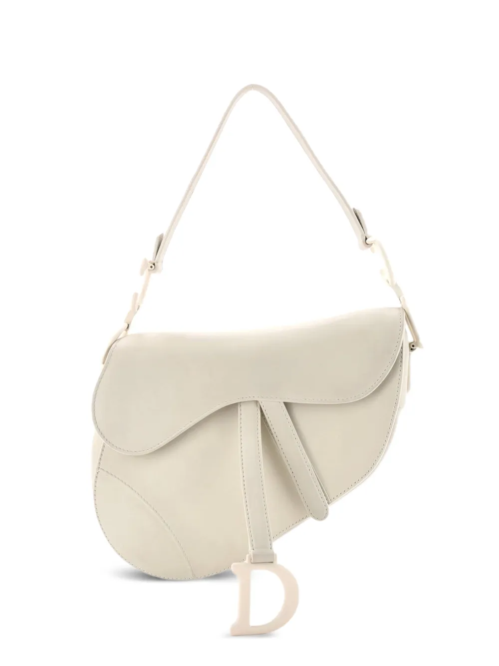 Dior Mittelgroße Ultra Matte Saddle Handtasche Schultertasche in Weiß