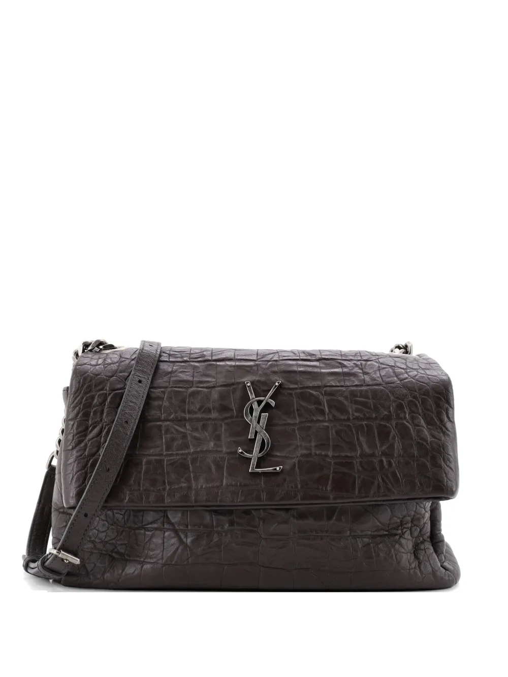 Saint Laurent Pre-Owned West Hollywood Crocodile Embossed Leather Medium shoulder bag - Braun