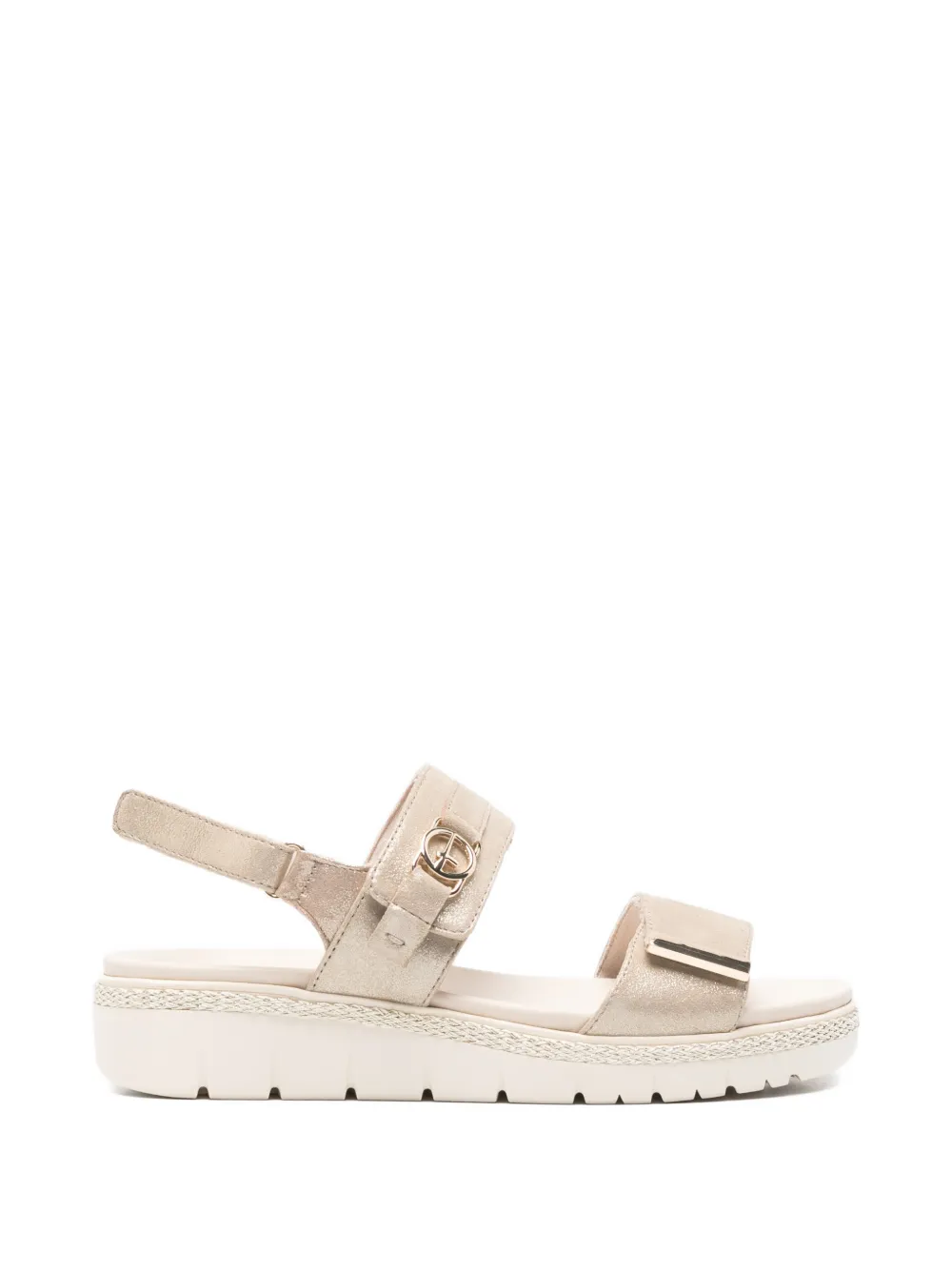 Tamaris Metallic Leather Sandals In Black