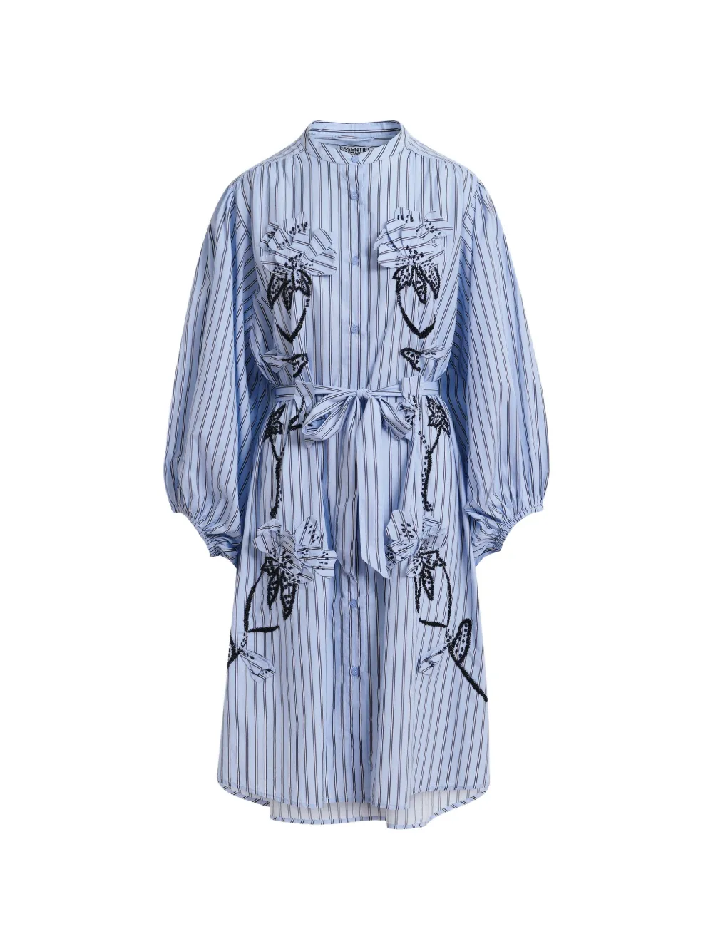 Essentiel Antwerp floral-appliqué striped shirt dress - Blu
