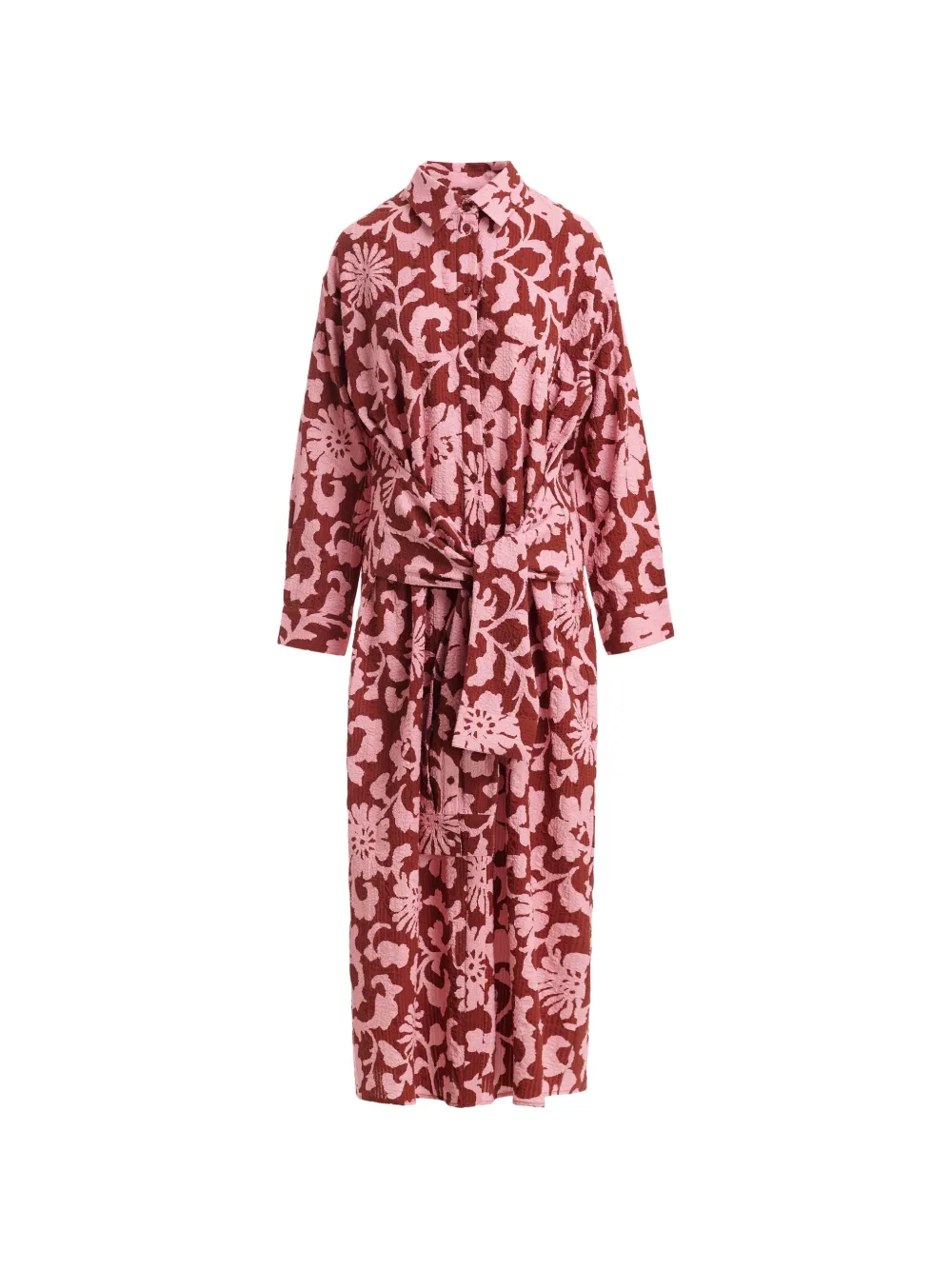 Essentiel Antwerp floral-print tie-waist shirt dress - Marrone