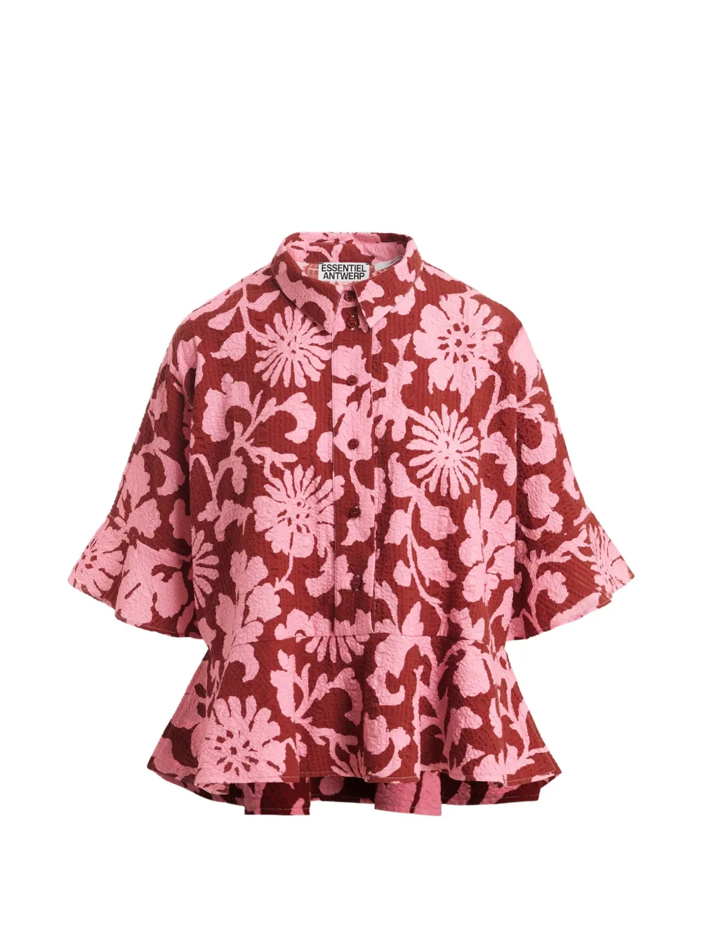Essentiel Antwerp floral-print peplum-hem blouse - Marrone