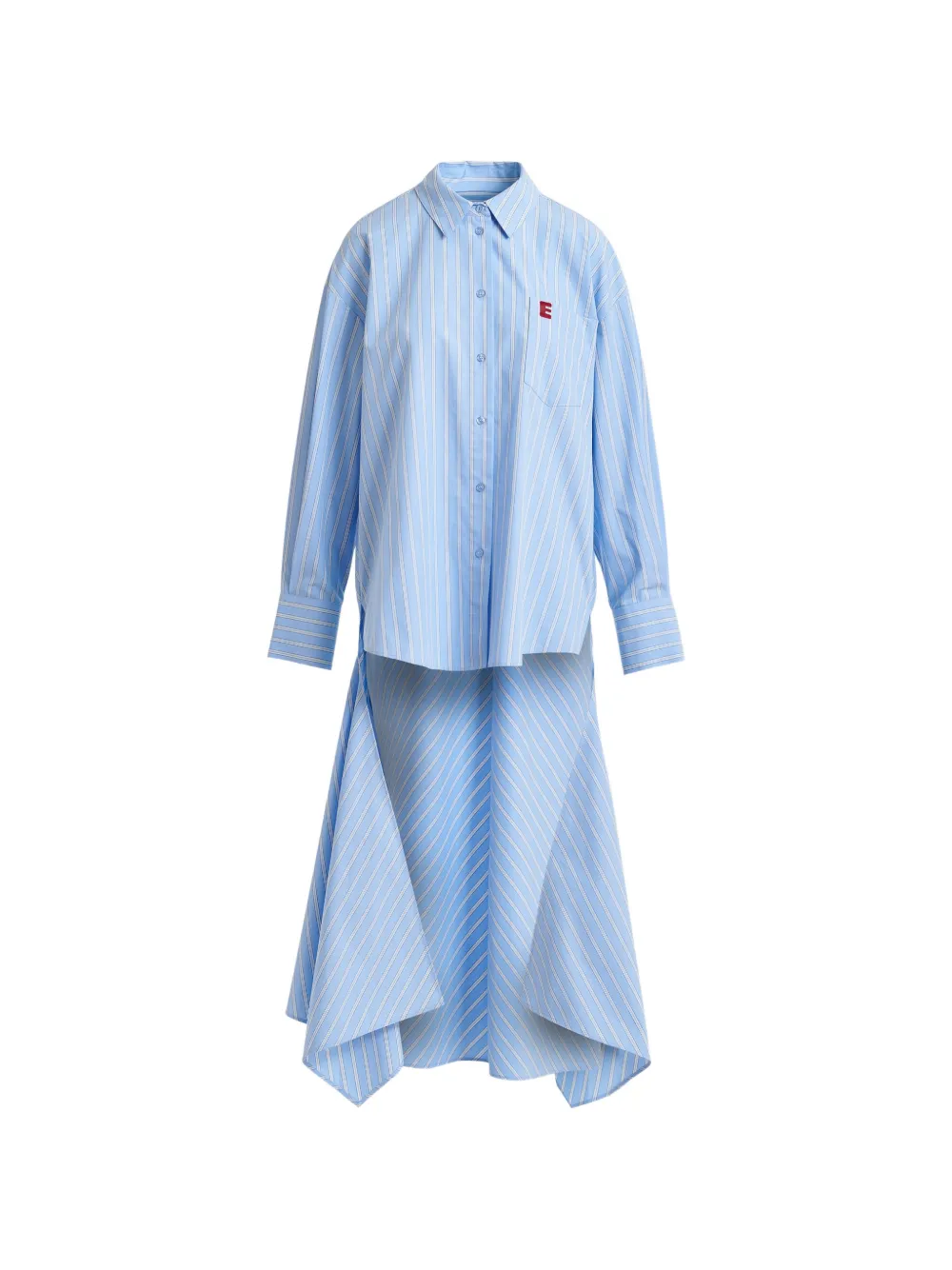 Essentiel Antwerp striped asymmetrical-hem shirt - Blu