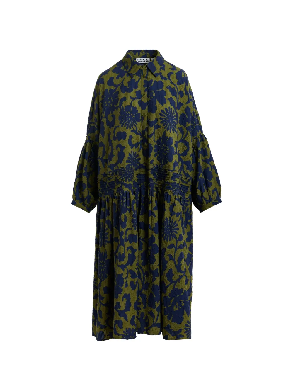 Essentiel Antwerp floral-print pleated shirt dress - Verde
