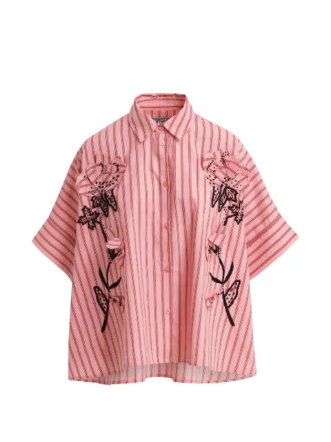 Essentiel Antwerp floral-appliqué striped shirt