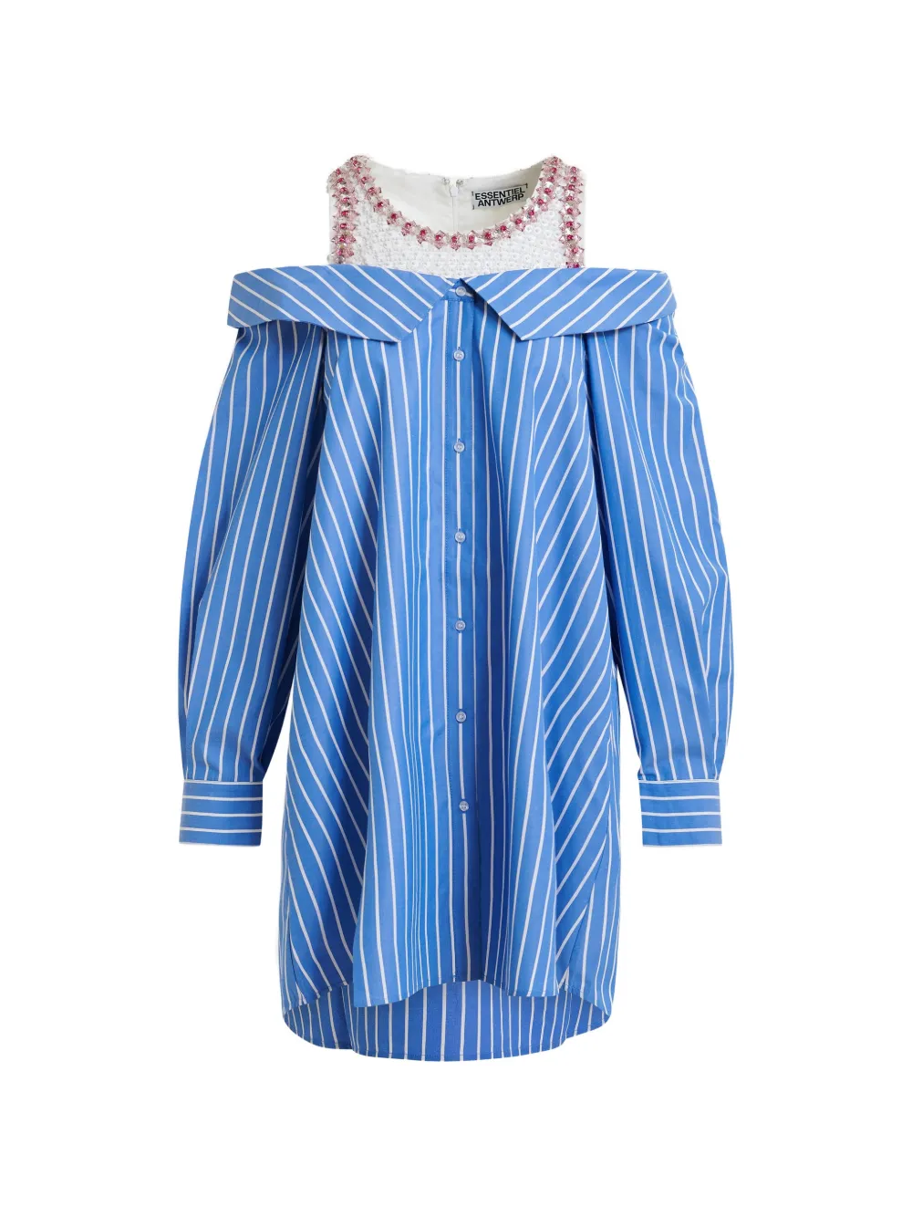 Essentiel Antwerp Jori striped layered mini shirt dress - Blu