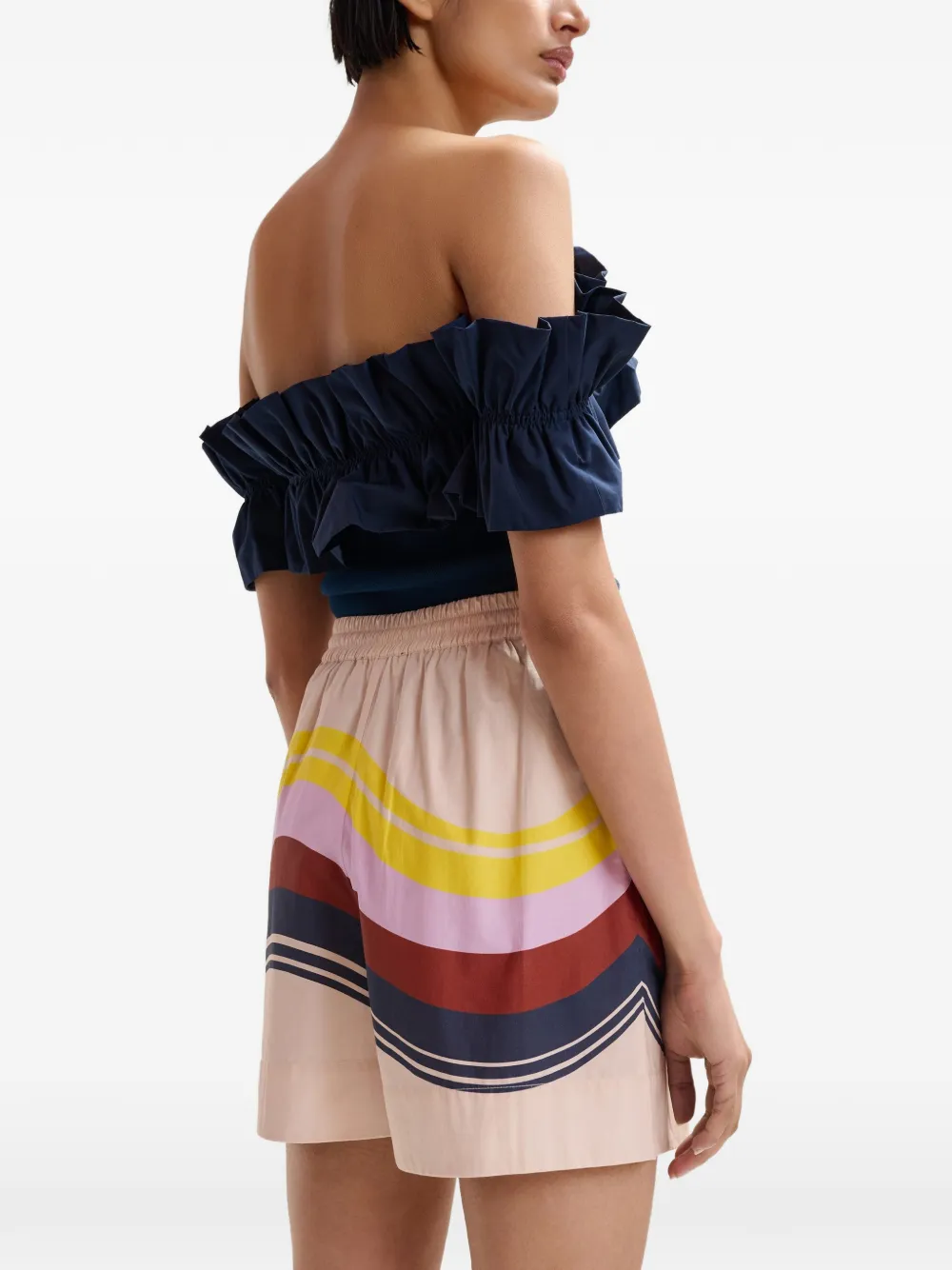 Essentiel Antwerp Stripe-print Drawstring Mini Shorts In Multi