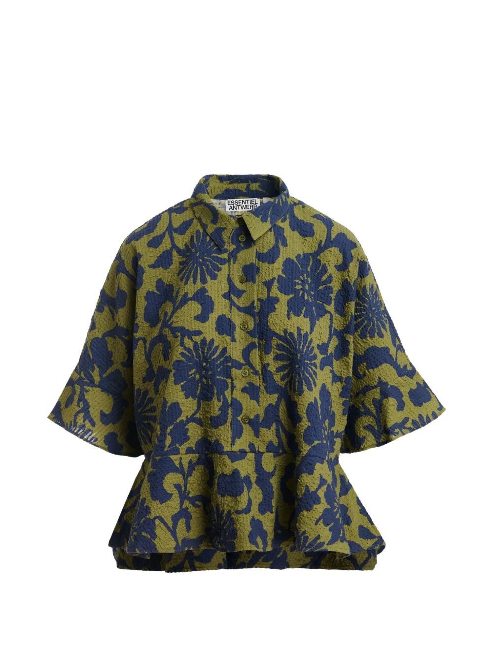 Essentiel Antwerp floral-print peplum-hem polo top - Grün