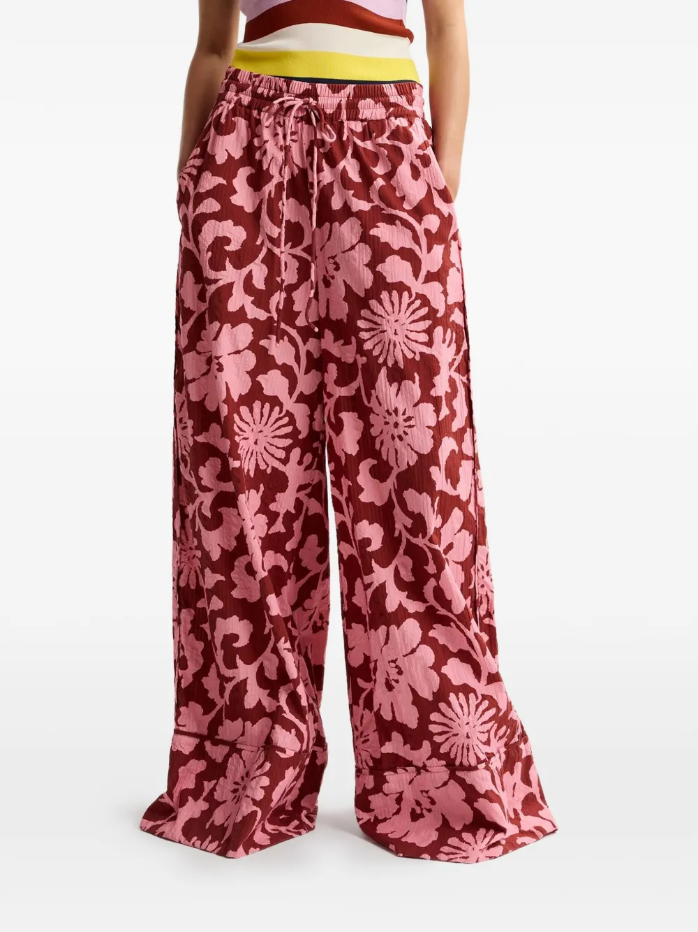 Essentiel Antwerp Jomery floral-print drawstring trousers - Marrone