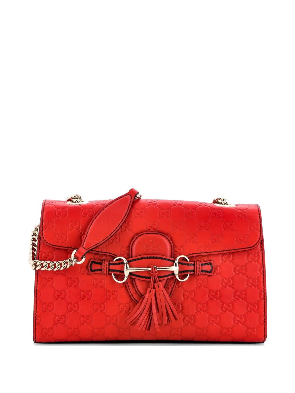 Gucci Pre-Owned Emily Chain Flap Bag Guccissima Leather Medium shoulder bag - Red