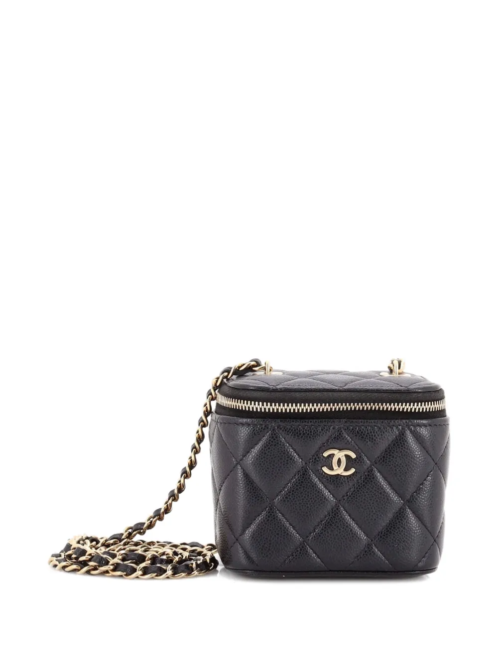 CHANEL Pre-Owned Classic Vanity Case with Chain Quilted Caviar Mini pouch - Nero