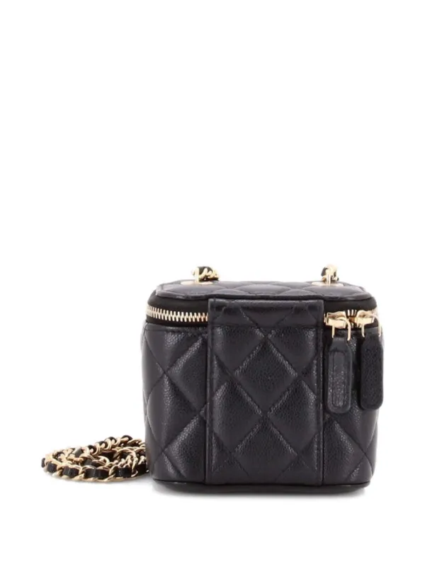 極美品 CHANEL ポーチ ヴァニティ キャビアスキン　マトラッセ 131 CHANEL Pre-Owned クラシック バニティケース ウィズ チェーン
