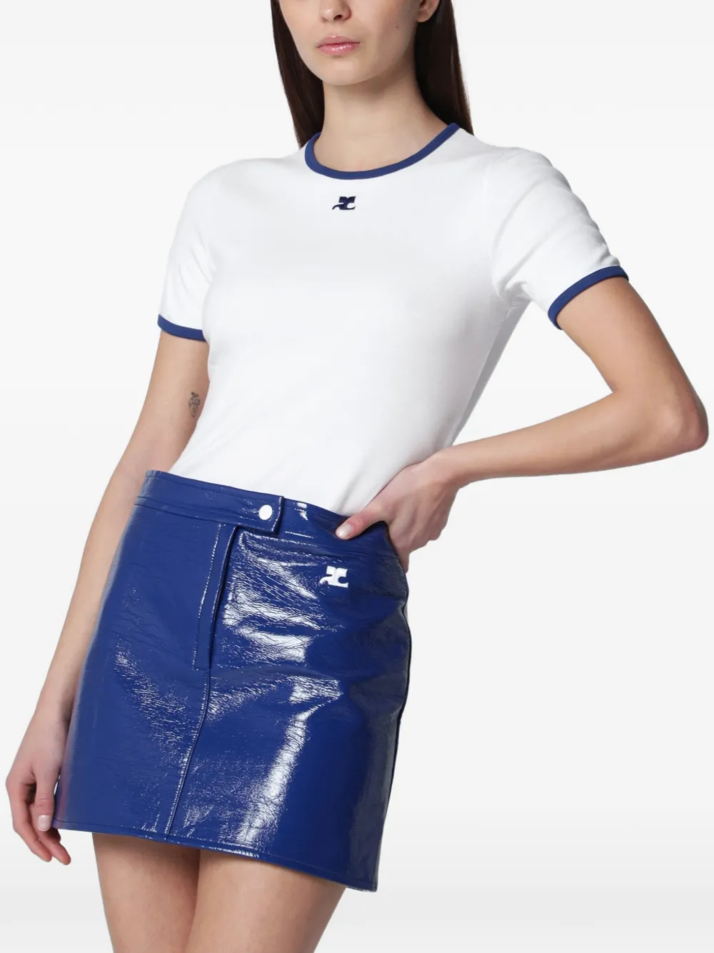 Courrèges Signature contrast-trim T-shirt