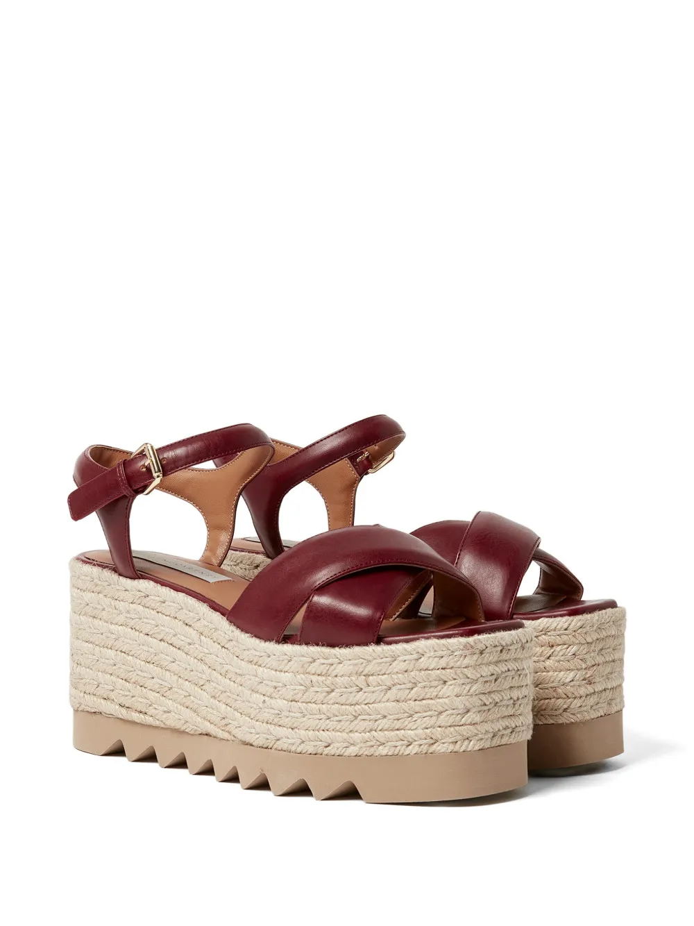 Stella McCartney Elyse sandalen met gekruiste bandjes en plateauzool Bruin