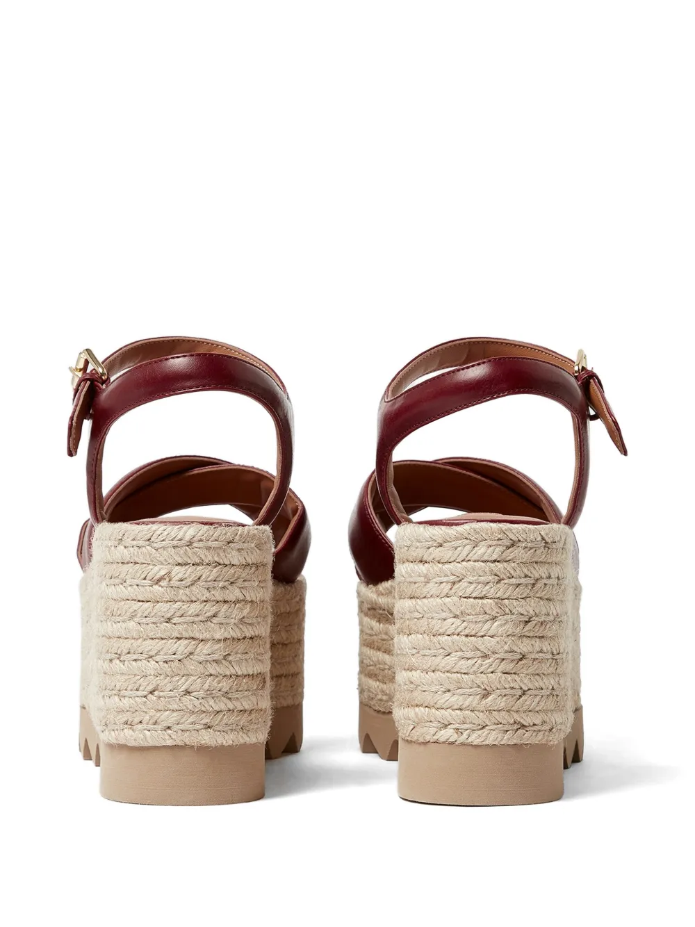Stella McCartney Elyse sandalen met gekruiste bandjes en plateauzool Bruin